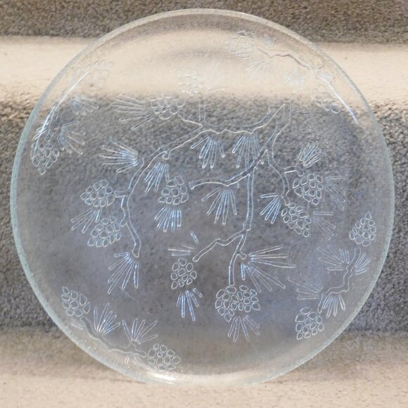 NEW Large 12" TIARA INDIANA GLASS Ponderosa Pine Serving Platter Plate - Picture 1 of 3